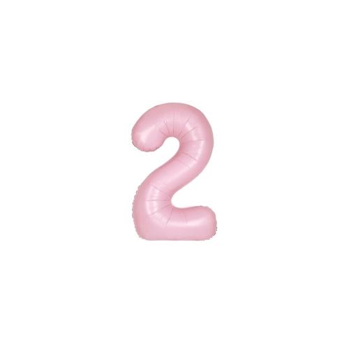 XL Folienballon rosa matt Zahl 2
