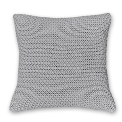 wometo Kissenbezug Strick 45x45 grau helles grau - Reißverschluss OEKO-TEX Dekokissen Sofakissen warme weiche Kissenhülle mit edlem und schlichtem Strickmust Image