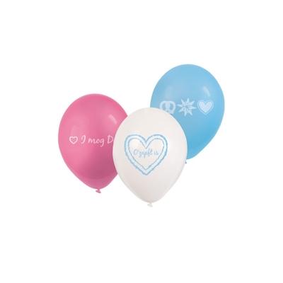 6 Luftballons Oktoberfest rosa, hellblau, weiß