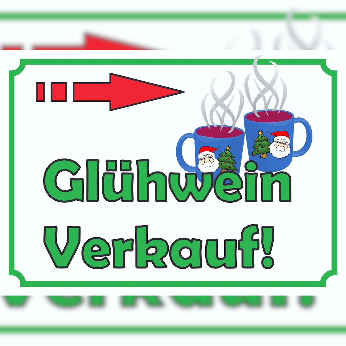 Glühwein Verkaufsschild Schild mit Pfeil nach rechts A6 (105x148mm) Image