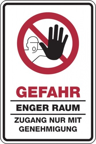 Verbotsschild, Kombischild, Gefahr enger Raum - praxisbewährt - 200x300x0.45 mm Aluminium geprägt Image