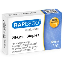 Rapesco Heftklammern 26/6 S11661Z3 Stahl Silber 1000 Stück Image