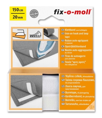Klettband zum Aufbügeln fix-o-moll 150 cm x 20 mm weiß Image
