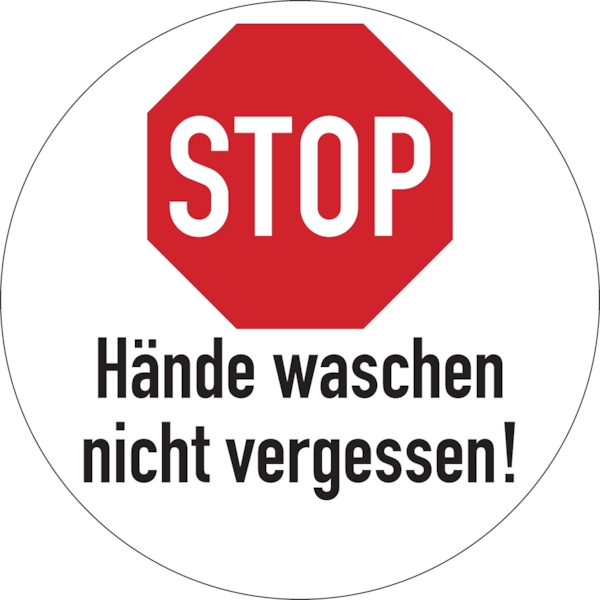 Hygieneschild, STOP Hände waschen nicht vergessen, Folie - 100 mm Folie selbstklebend Image