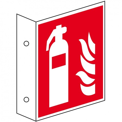 Schild I Brandschutz-Fahnenschild Feuerlöscher, Kunststoff, 300x300mm, ASR A1.3, DIN EN ISO 7010 F001 Image