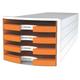 HAN Schubladenbox IMPULS, DIN A4/C4, 4 offene Schubladen, weiß/Trend Colour orange