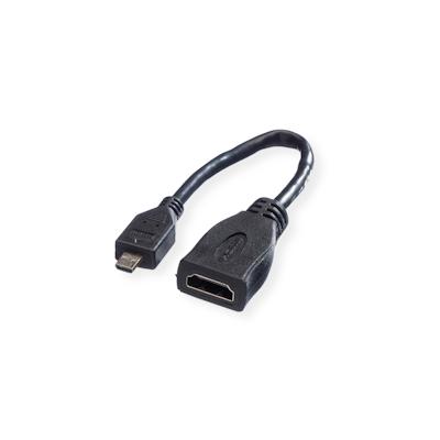 VALUE HDMI High Speed Kabel mit Ethernet, HDMI BU - Micro HDMI ST, 0,15 m