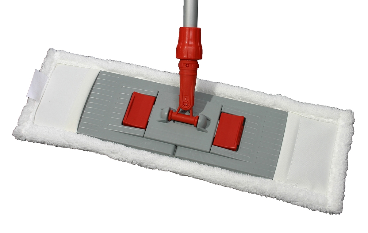 CleanSV MopSet 50 cm 3 teilig, Wischset Putzset: Mophalter Mikrofasermop Wischmop und Teleskopstiehl Image