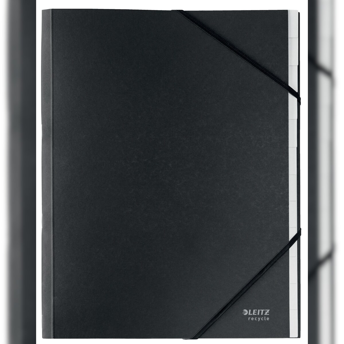 Leitz Recycle Ordnungsmappe DIN A4 Schwarz 12 Fächer mit Taben 430 g/m² 100% Recycelter Karton Image