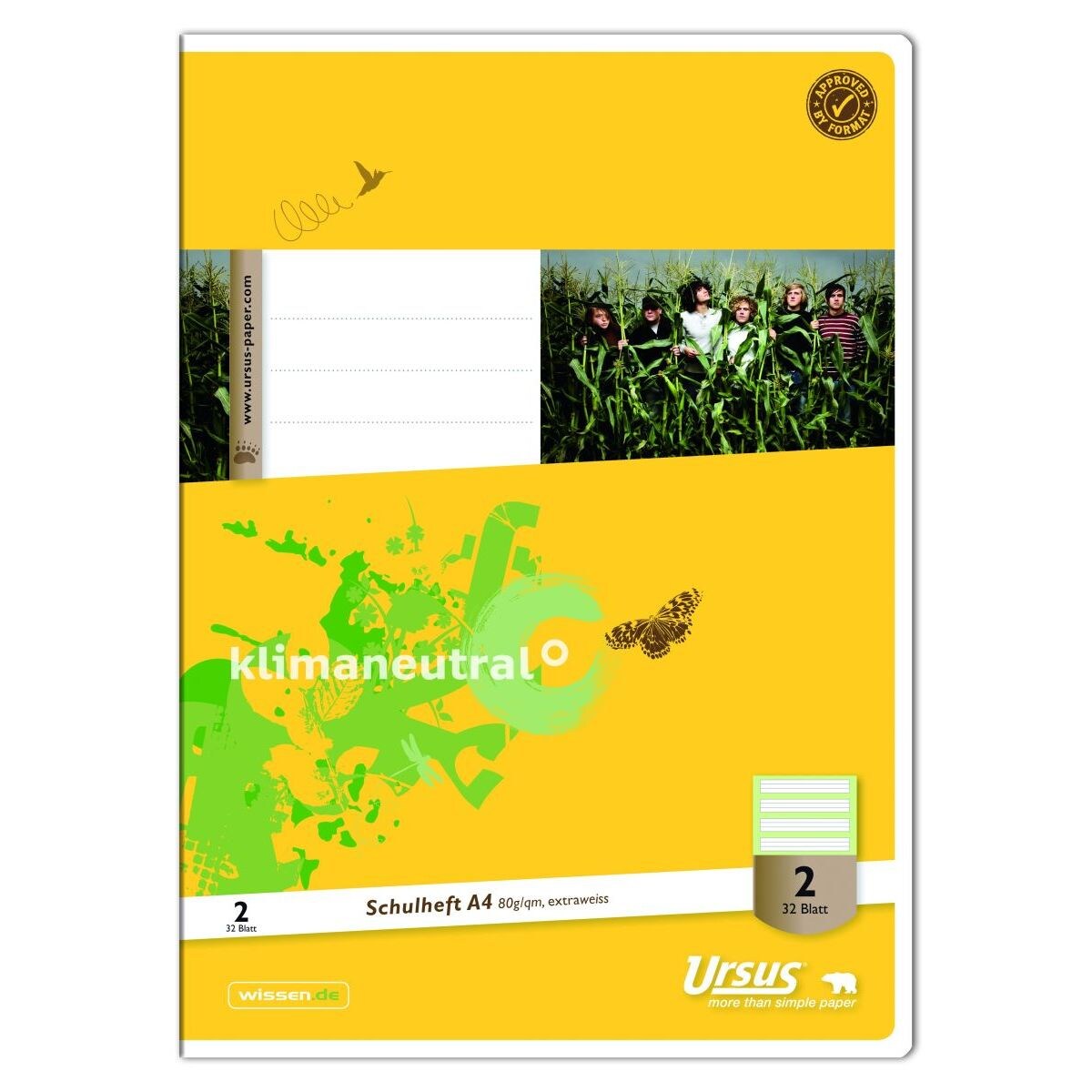 Heft LIN2 A4 32 Blatt 80g/qm 4/4/4mm liniert farbig Image