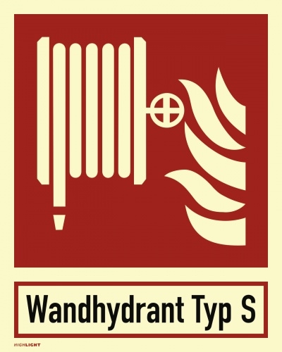 Kombischild Löschschlauch Typ S ISO 7010, Folie, nachleucht., 160-mcd,200x250 mm Image
