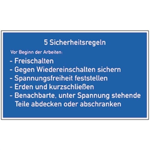 Aufkleber 5 Sicherheitsregeln, Textschild, Folie, 400x250 mm Image