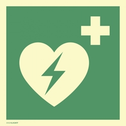 Automatisierter externer Defibrillator ISO 7010, Alu, nachl.,160-mcd, 200x200 mm Image