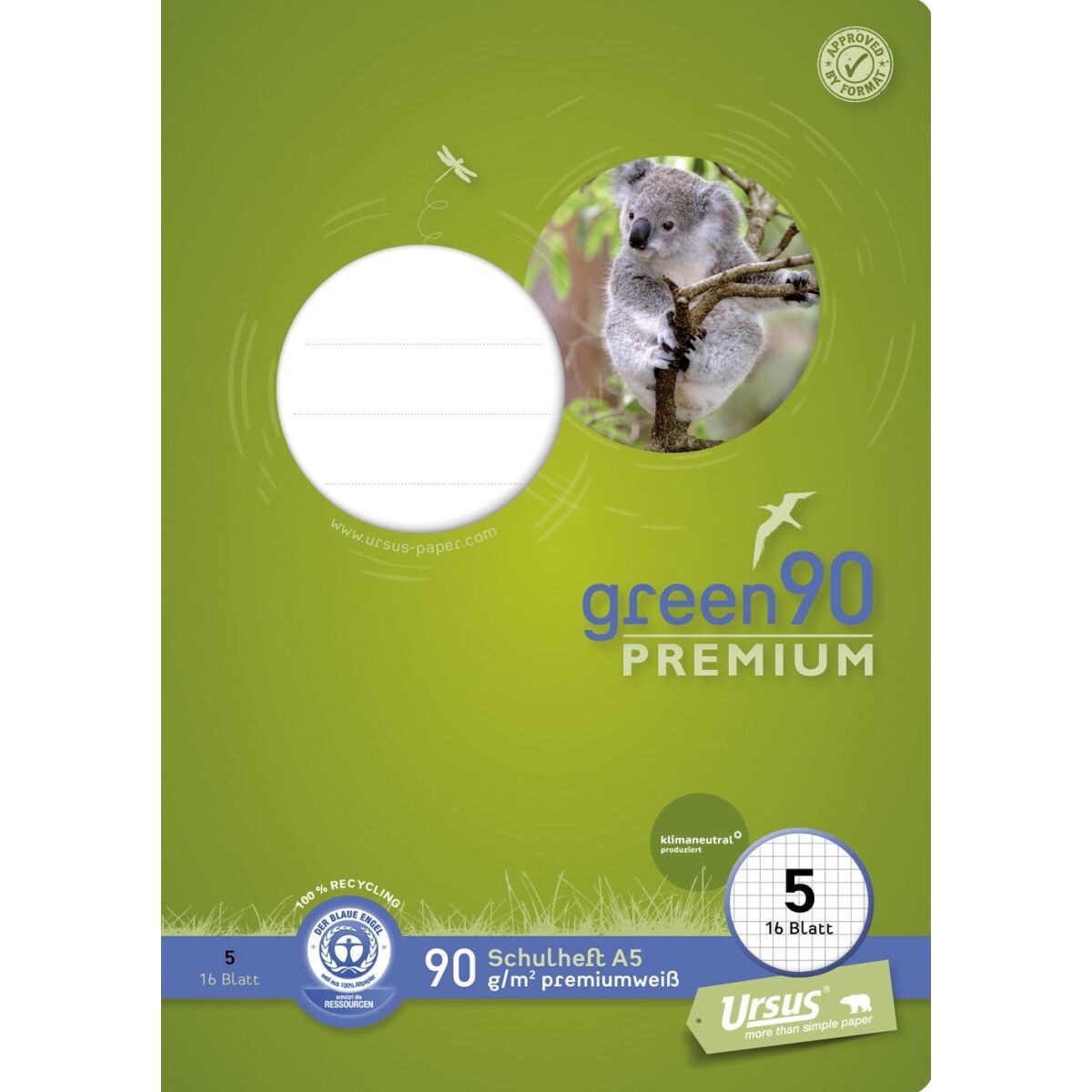 Heft - LIN5, A5, 16 Blatt, 90 g/qm, 5 mm kariert Image