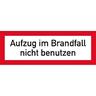 Schild Aufzug im Brandfall nicht benutzen DIN 4066, Alu, 297x105 mm