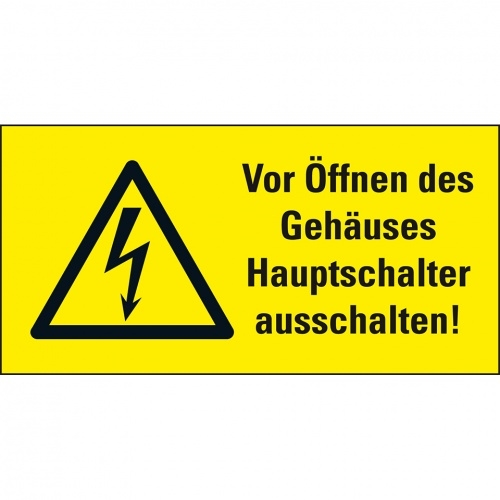 Aufkleber I Warn-Kombischild Vor Öffnen d.Gehäuses Hauptscha., praxisbewährt, Folie, 52x26mm, 10/Bogen Image