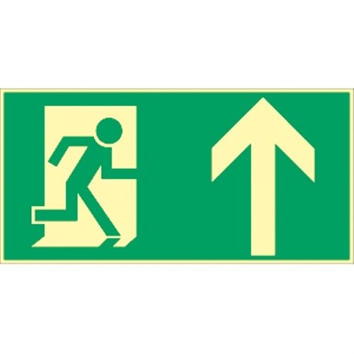 Schild Rettungsweg geradeaus, Kunststoff, langnachleuchtend, 160-mcd, 400x200 mm Image