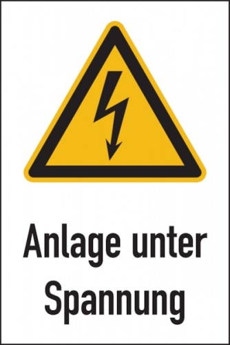 Aufkleber Warnschild, Kombischild, Anlage unter Spannung - 100 x 150 mm Folie selbstklebend Image