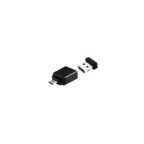 Verbatim Nano – USB-Stick 32 GB mit Micro USB-Adapter – Schwarz