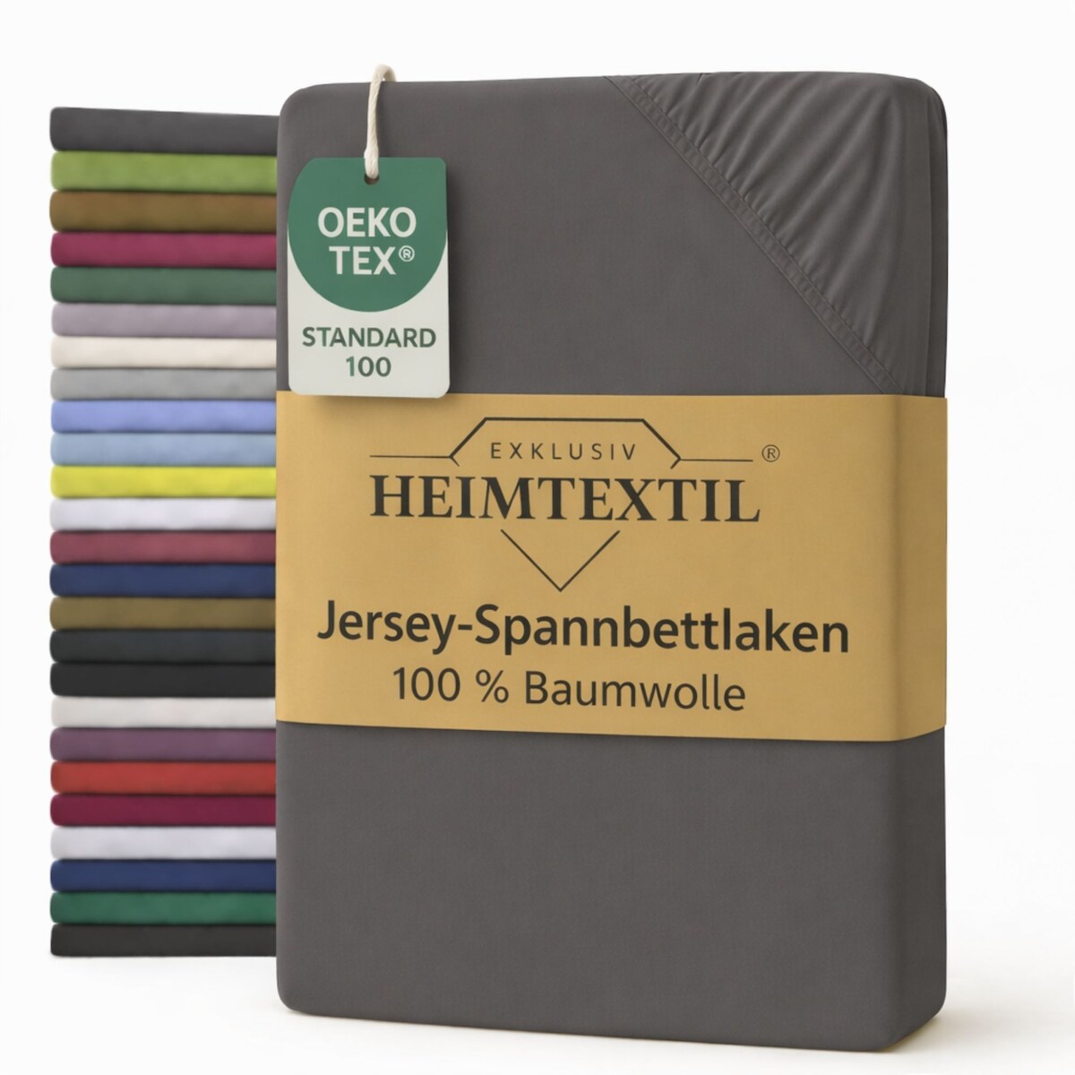 EXKLUSIV HEIMTEXTIL Marke Jersey Spannbettlaken 60 x 120 cm Grau 100% Baumwolle Öko - Tex Zertifiziert Bed-Sheet Bettlaken Spannbetttuch Topper Leinen Image