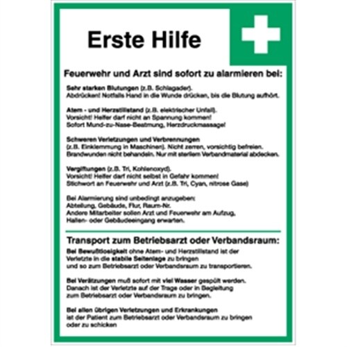 Schild Erste-Hilfe-Tafel, Kunststoff, 297x420 mm Image