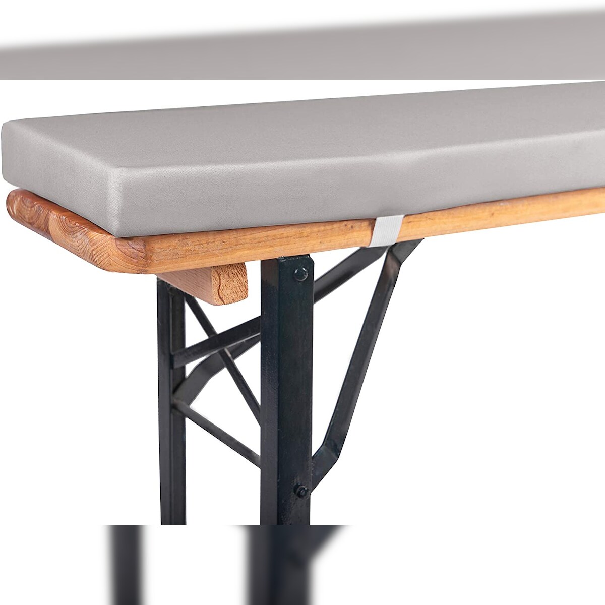 TexDeko Bierbankauflage gepolstert 220x25x4cm XL Bankauflage waschbar mit Reißverschluss zum selber aufziehen (Grau wasserabweisend) Image