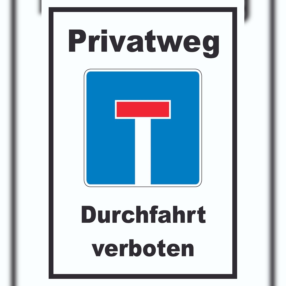 Privatweg Sackgasse Schild A5 Rückseite selbstklebend Image