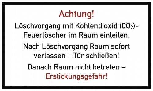 Löschvorgang mit CO2-Feuerlöscher im Raum, Kunststoff, 250x150 mm Image