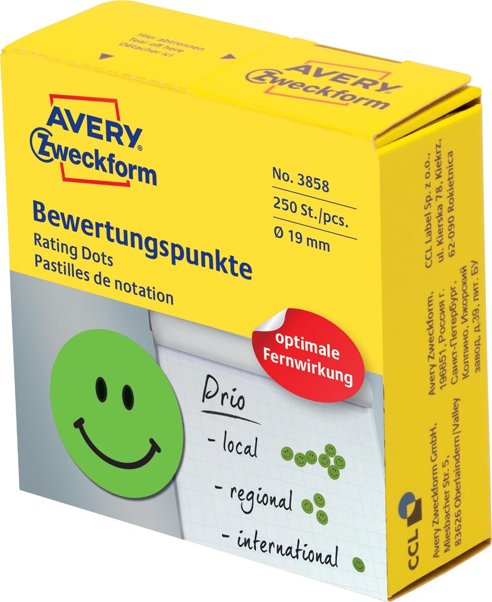 AVERY Zweckform Markierungspunkte, Gesicht positiv, grün Image