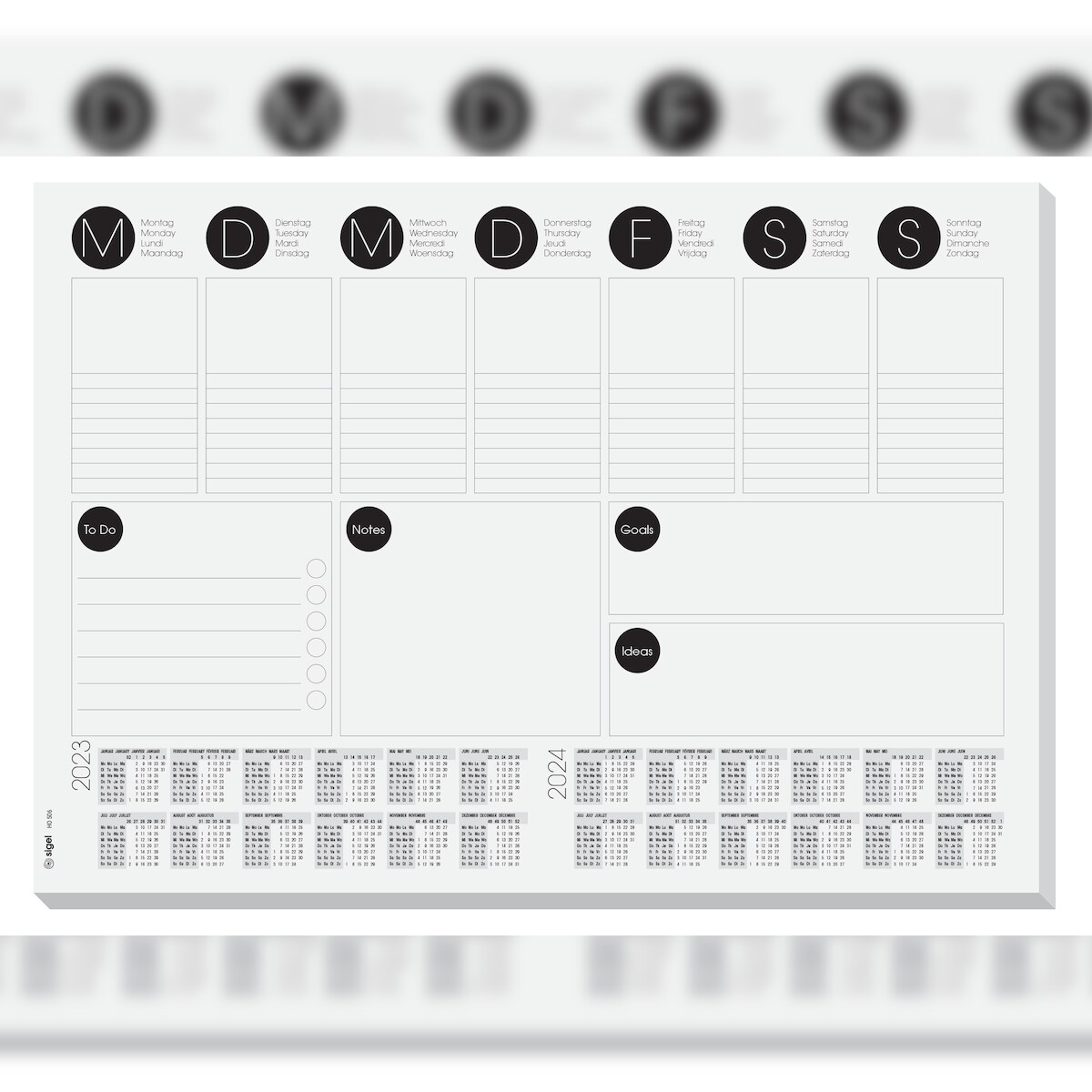 Sigel HO506 Papier-Schreibunterlage A3 mit 2-Jahres-Kalender, Wochenplaner, To-Do-Liste, 30 Blatt Image
