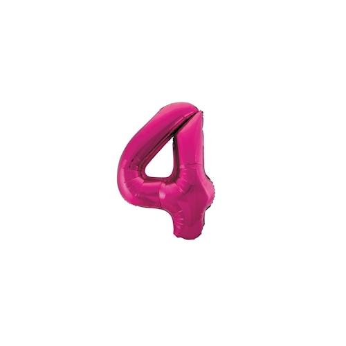 Folienballon Zahl 4 pink
