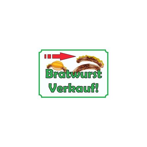 Bratwurst Verkaufsschild Schild mit Pfeil nach rechts A6 (105x148mm)