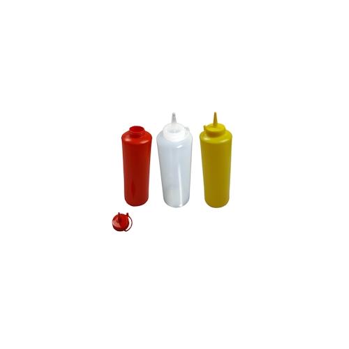 Airbrush-City 3er Set Saucenspender Quetschflasche 700ml Spenderflasche für Ketchup Senf Saucen mit Deckel