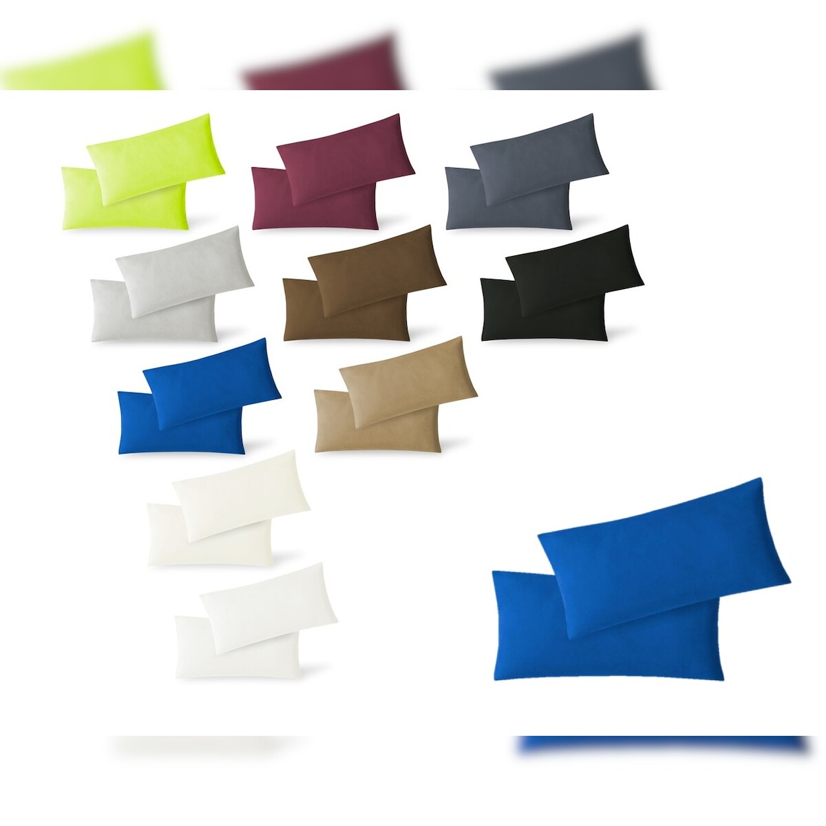 EXKLUSIV HEIMTEXTIL Jersey Kissenbezug Hülle 2 Sparpack Set mit Reißverschluss hochwertige Qualität 40 x 80 cm royalblau Image