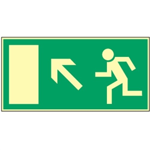 Aufkleber Rettungsweg links aufwärts, BGV A8 (E13), Folie, nachl., 160-mcd, 297x148 mm Image