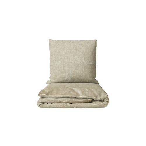 Bettwäsche Mikrofaser 135 x 200 Beige Ecru Meliert mit Paspel 2tlg