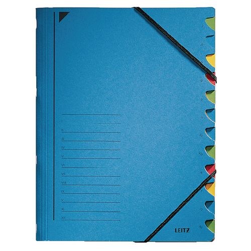 Leitz Ordnungsmappe 39120035 DIN A4 Blau Karton 12 Fächern 24,7 x 32 cm Image