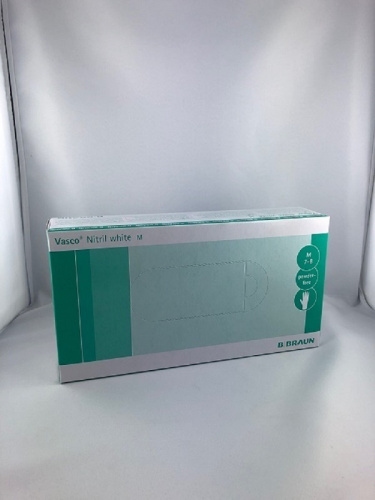 Braun Vasco® Nitril white Einmalhandschuh nach EN455 - 100 Stück : L Image