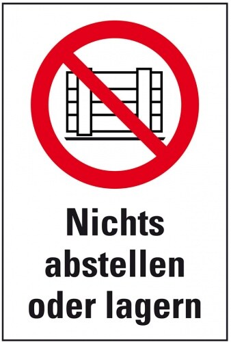 Aufkleber I Verbots-Kombischild Nichts abstellen oder lagern, Folie, 200x300mm, ASR A1.3, DIN EN ISO 7010 P023 Image