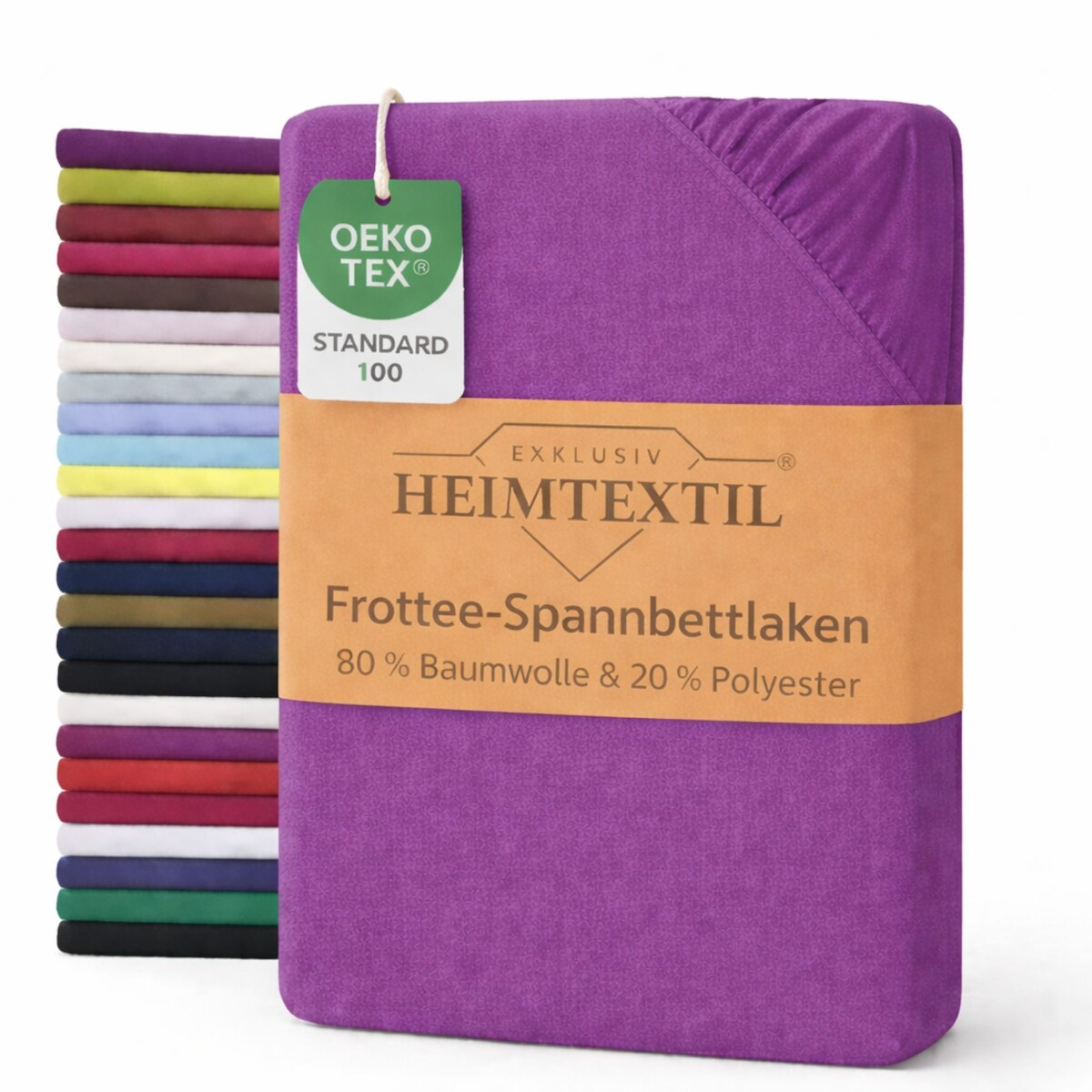 EXKLUSIV HEIMTEXTIL Frottee Spannbettlaken Rundumgummizug Marke 90 x 200 cm Lila 80% Baumwolle 20% Polyester Öko - Tex Zertifiziert Bed-Sheet Bettlak Image
