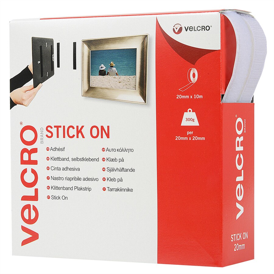VELCRO® Klettband Selbstklebend Haken & Flausch 20mm x 10m Weiß Image