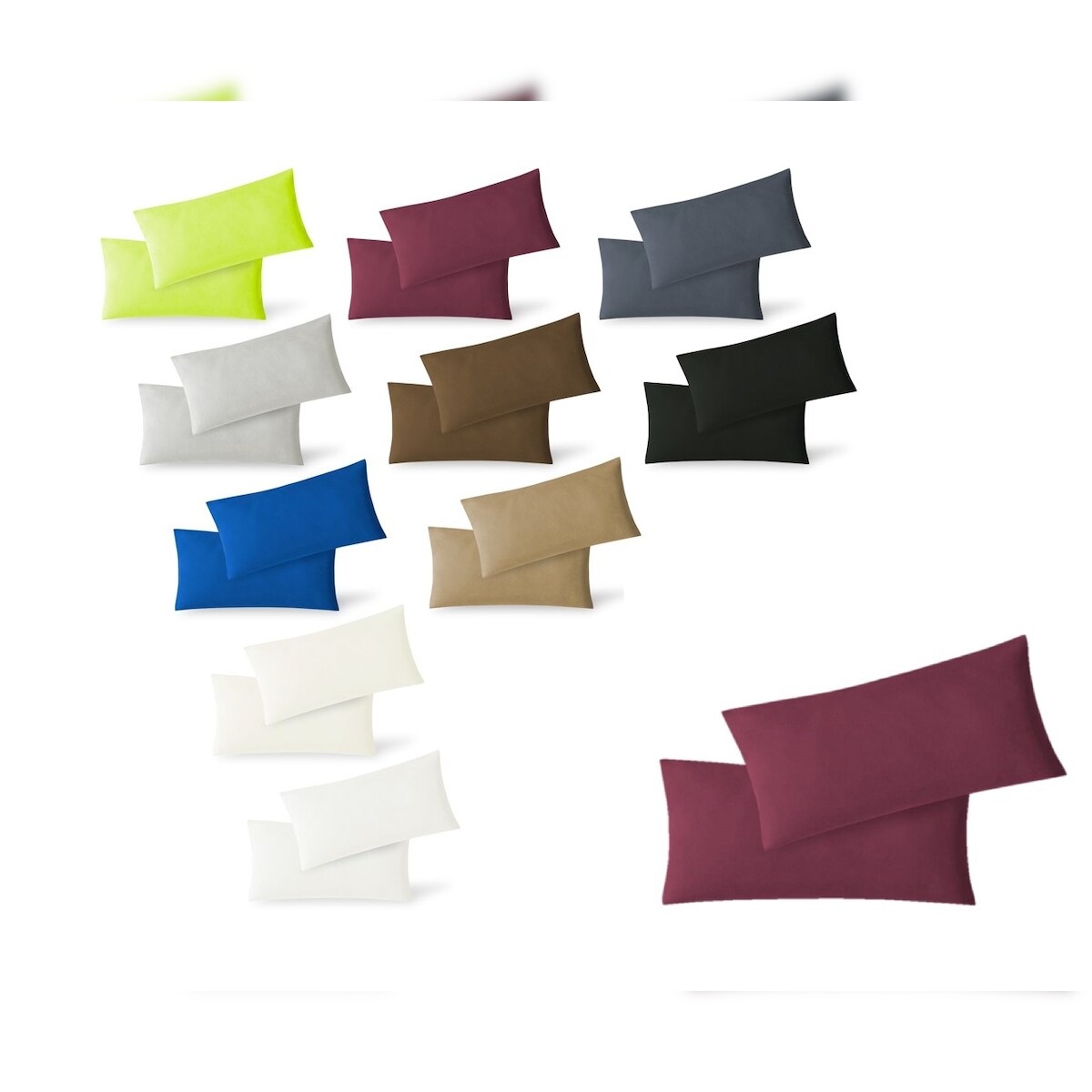 EXKLUSIV HEIMTEXTIL Jersey Kissenbezug Hülle 2 Sparpack Set mit Reißverschluss hochwertige Qualität 40 x 80 cm bordeaux Image