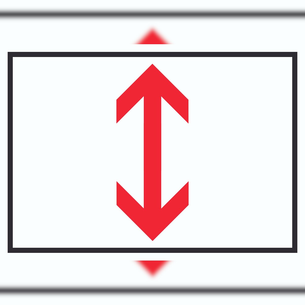 Richtungspfeil hoch runter Schild waagerecht rot weiss schwarz Pfeil A4 Rückseite selbstklebend Image