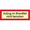 Aufkleber Aufzug im Brandfall nicht benutzen DIN 4066, Folie, nachl., 160-mcd, 297x105 mm