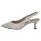 Caprice Damen Slingpumps aus Leder Spitz, Grau (White Reptile), 41