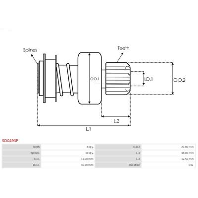 AS-PL Freilaufgetriebe, Starter Universal SD0493P Image