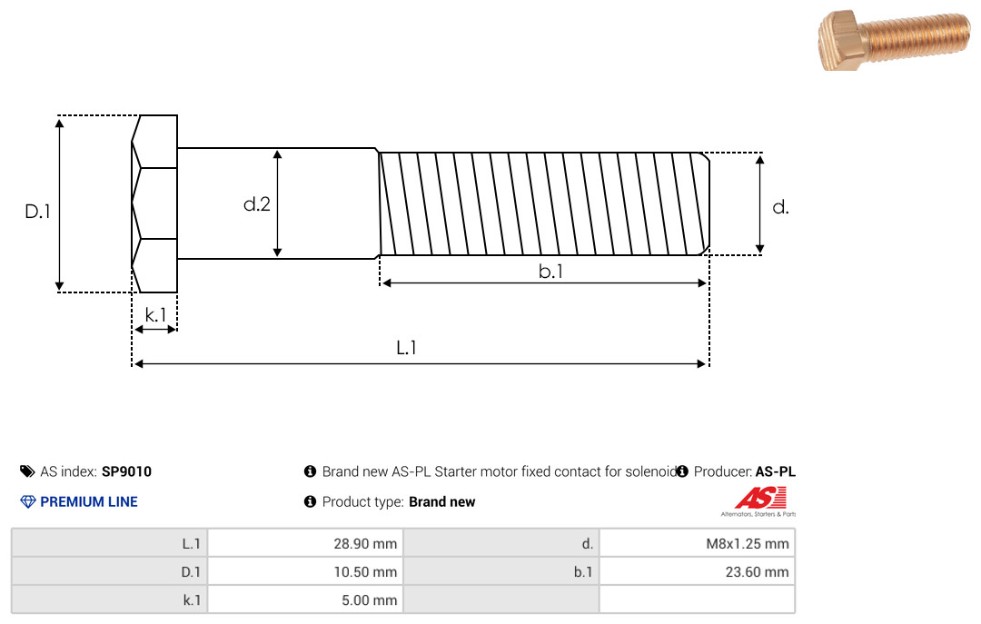 AS-PL Reparatursatz, Starter SP9010 Universal 10,50mm Image