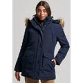 Langjacke SUPERDRY "EVEREST FAUX FUR HOODED PARKA" Gr. L, blau (nordic chrome navy) Damen Jacken Lange