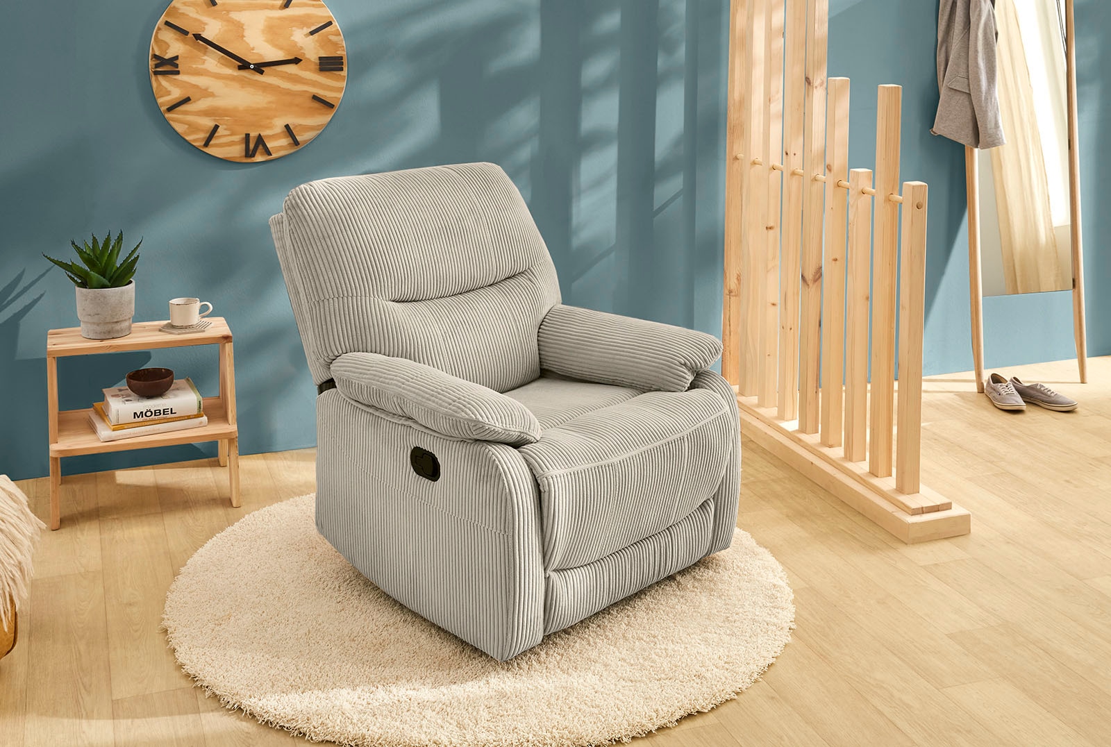 Schaukelsessel JOCKENHÖFER GRUPPE "Dülmen", grau (hellgrau), B:89cm H:98cm T:95cm, Sessel, Dreh-, Schaukel-, Relax- und Wippfunktion, angenehm weicher Cordstoff