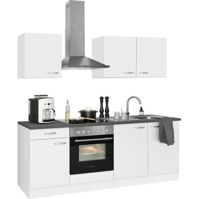 Küchenzeile OPTIFIT "Parare", weiß (front: weiß, korpus: weiß, arbeitsplatte: anthrazit), B:210cm T:60cm, Komplettküchen-Sets, ohne E-Geräte, Breite 210 cm Image